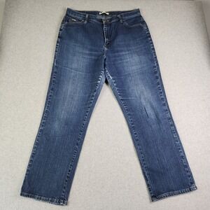 Lee Jeans Womens 14M Blue Denim Faded Stretch At The Waist Relaxed Straight Leg